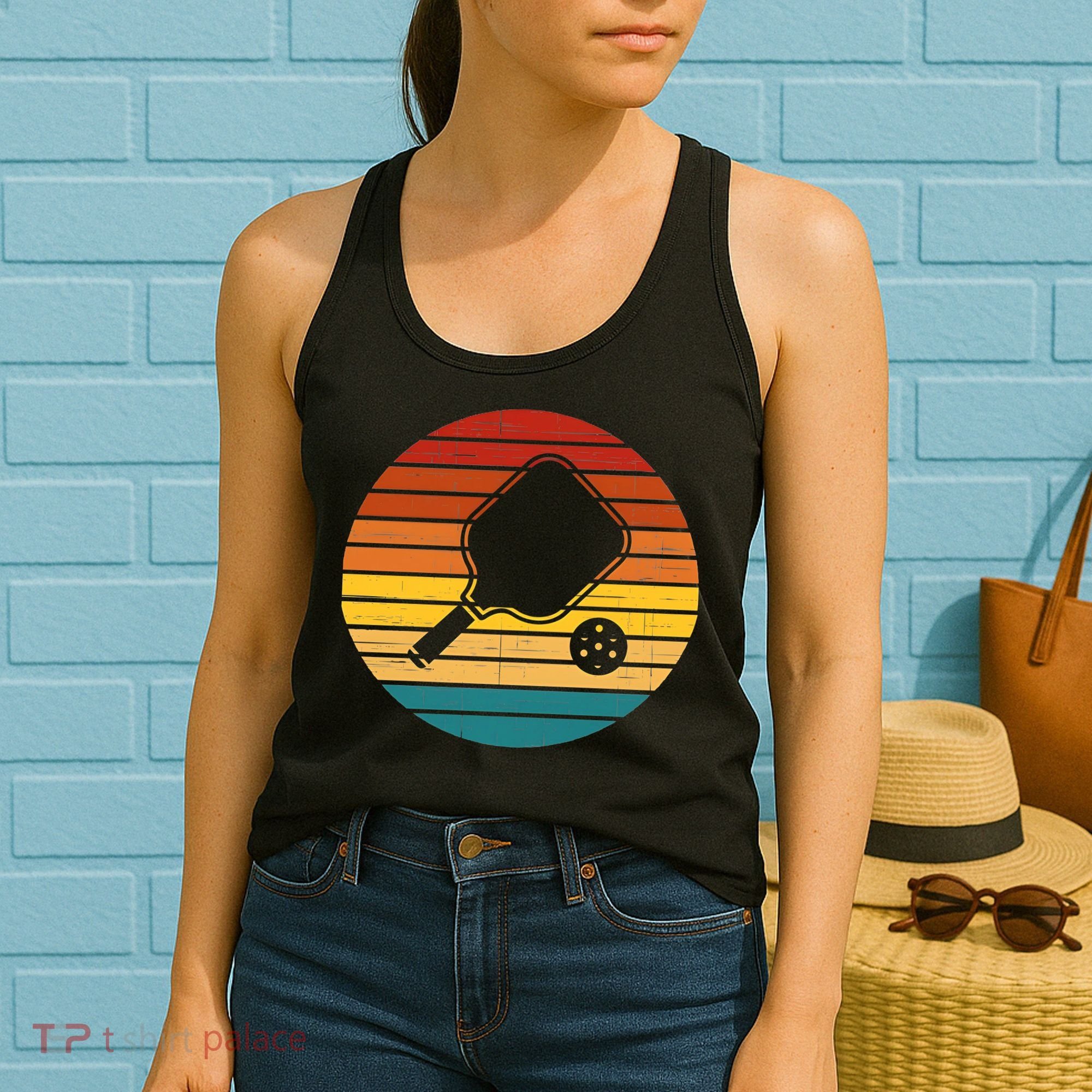 Funny Pickleball Retro Sunset Gift Women's Tank Top