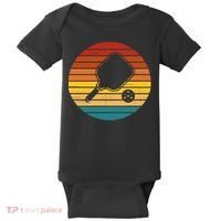Funny Pickleball Retro Sunset Gift Baby Bodysuit thumb 0