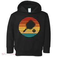 Funny Pickleball Retro Sunset Gift Toddler Hoodie thumb 0