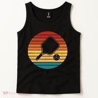 Funny Pickleball Retro Sunset Gift Tank Top thumb 2