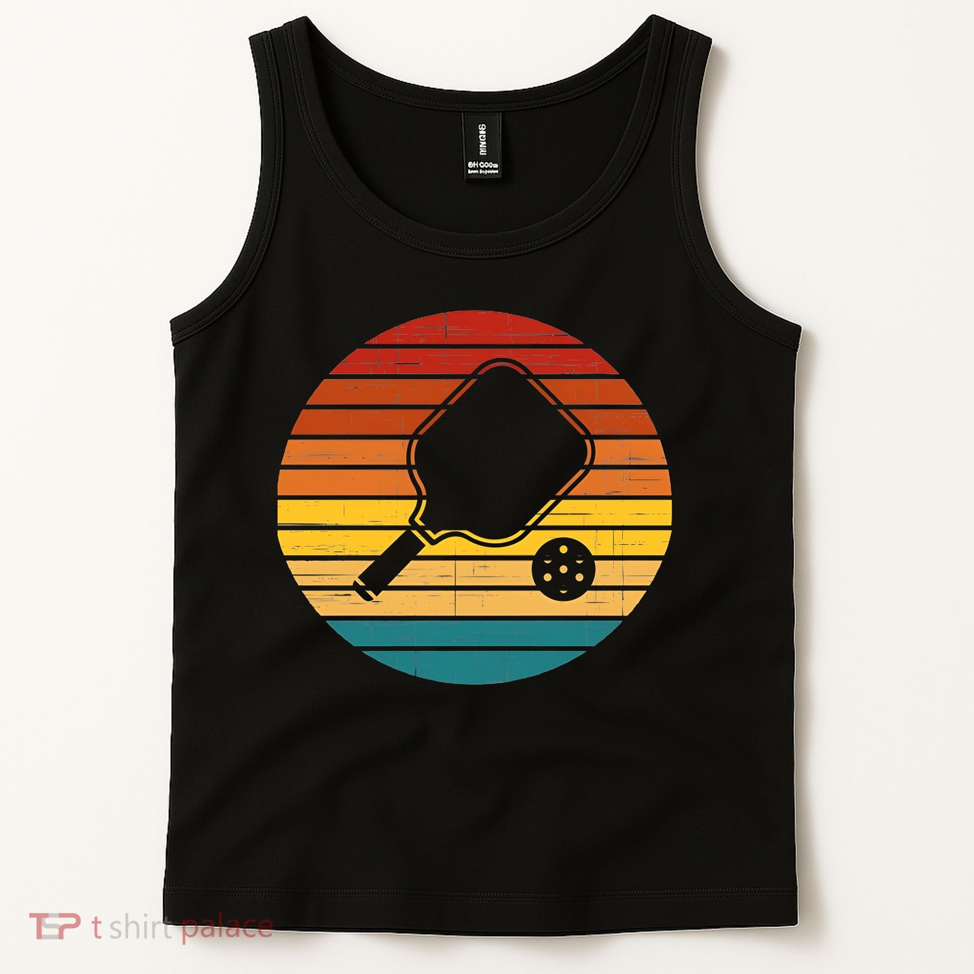 Funny Pickleball Retro Sunset Gift Tank Top