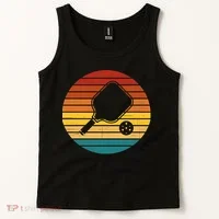 Funny Pickleball Retro Sunset Gift Tank Top thumb 2