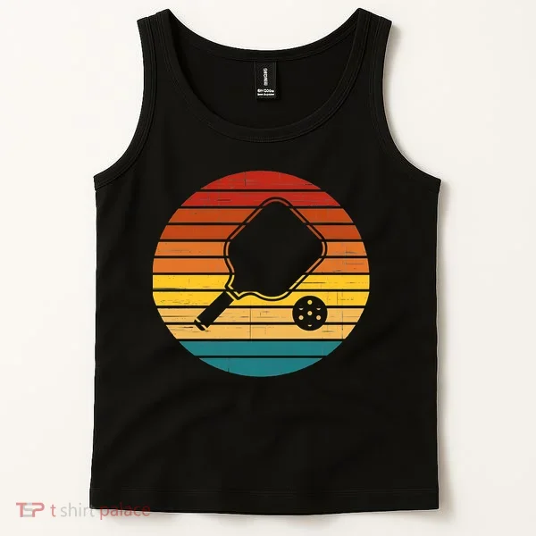 Funny Pickleball Retro Sunset Gift Tank Top