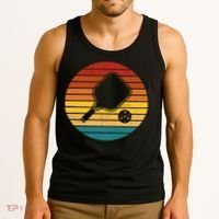 Funny Pickleball Retro Sunset Gift Tank Top thumb 3