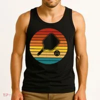 Funny Pickleball Retro Sunset Gift Tank Top thumb 3