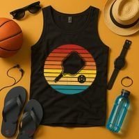 Funny Pickleball Retro Sunset Gift Tank Top thumb 4