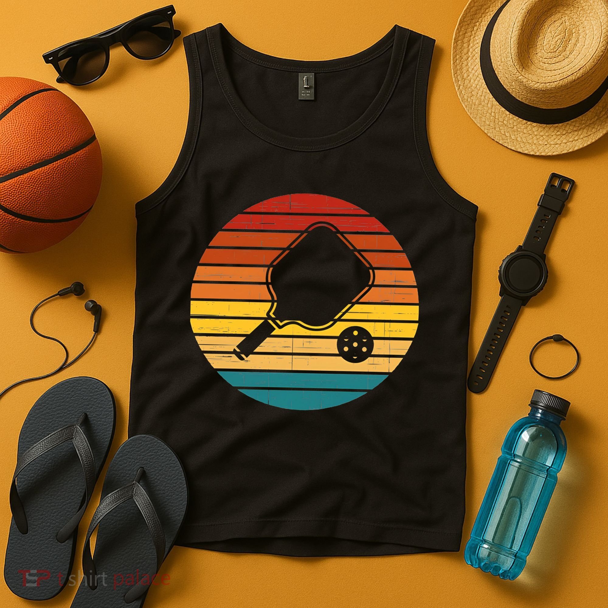 Funny Pickleball Retro Sunset Gift Tank Top