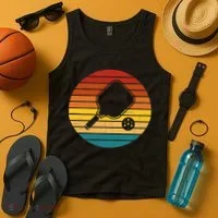 Funny Pickleball Retro Sunset Gift Tank Top thumb 4