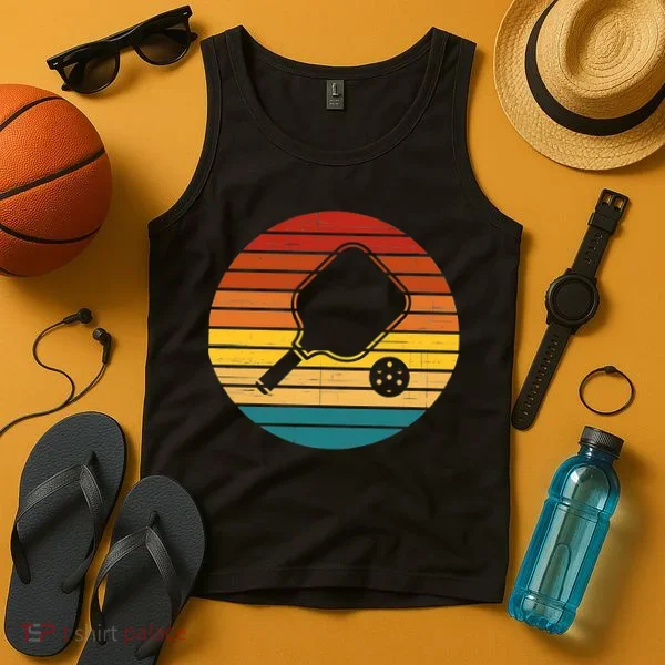 Funny Pickleball Retro Sunset Gift Tank Top