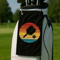 Funny Pickleball Retro Sunset Gift Golf Towel thumb 2