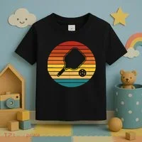 Funny Pickleball Retro Sunset Gift Toddler T-Shirt thumb 3