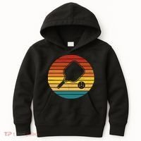 Funny Pickleball Retro Sunset Gift Kids Hoodie thumb 0