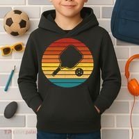 Funny Pickleball Retro Sunset Gift Kids Hoodie thumb 2