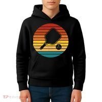 Funny Pickleball Retro Sunset Gift Kids Hoodie thumb 4