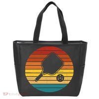 Funny Pickleball Retro Sunset Gift Tote Bag thumb 0
