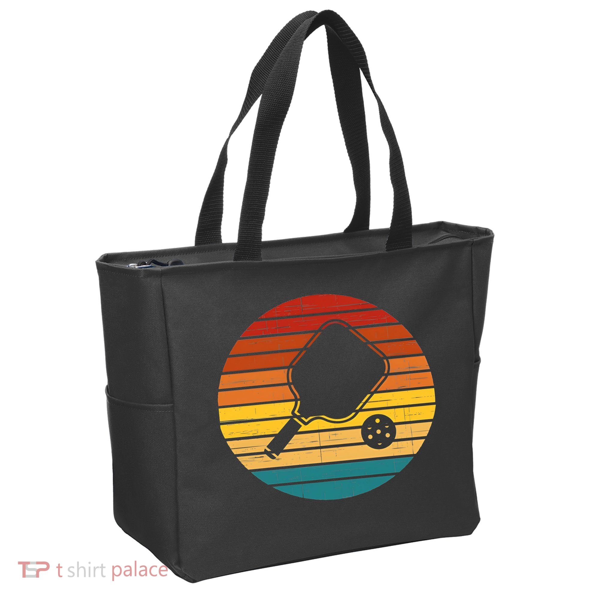 Funny Pickleball Retro Sunset Gift Tote Bag