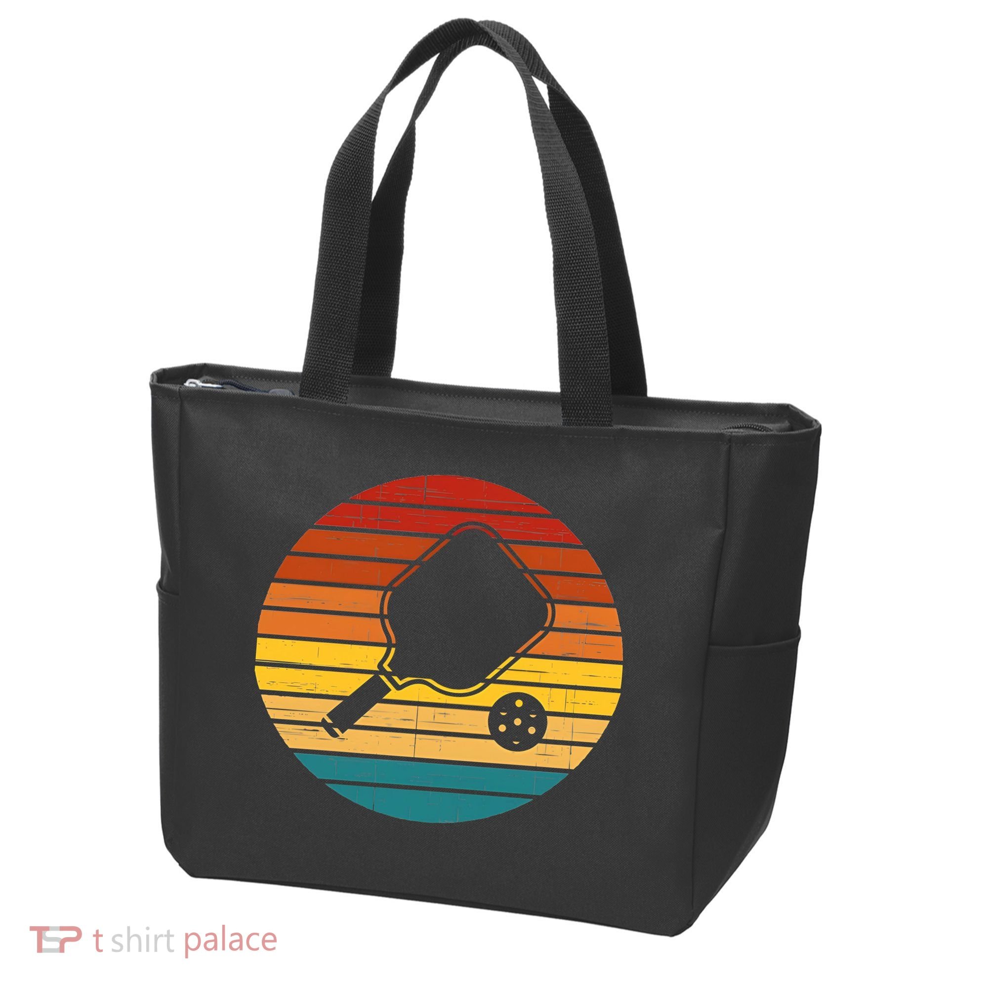 Funny Pickleball Retro Sunset Gift Tote Bag