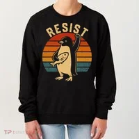 Funny Penguin Resist Penguins Protest Against Tariffs Women's Sweatshirt thumb 0