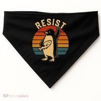 Funny Penguin Resist Penguins Protest Against Tariffs USA-Made Doggie Bandana thumb 0
