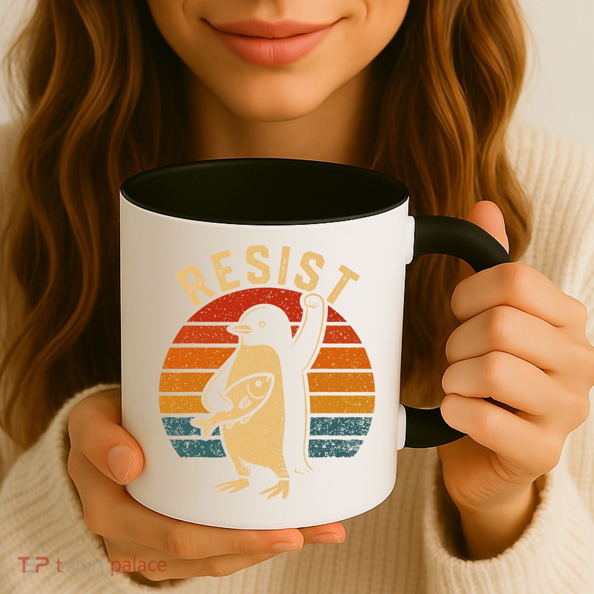 Funny Penguin Resist Penguins Protest Against Tariffs Coffee Mug