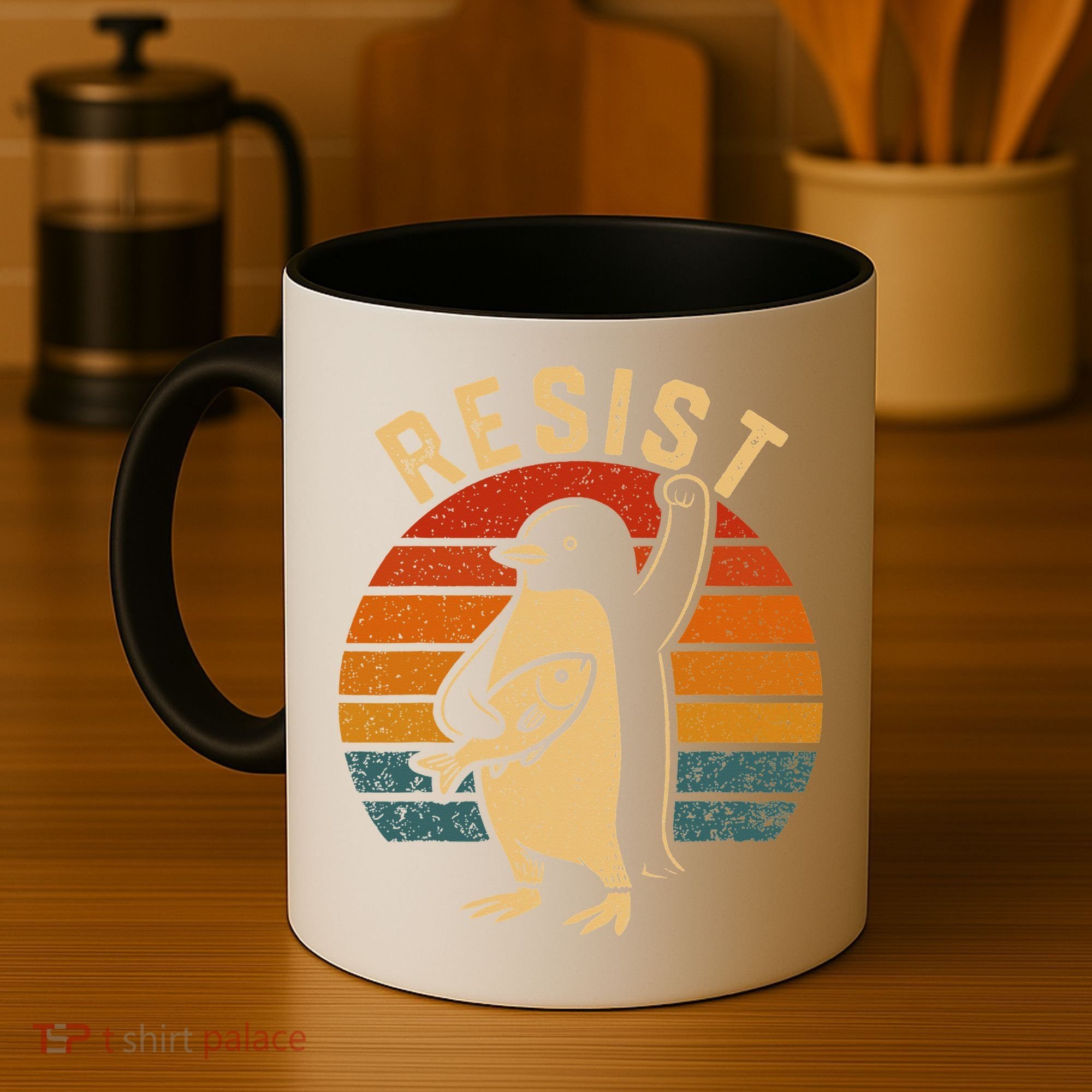Funny Penguin Resist Penguins Protest Against Tariffs Coffee Mug