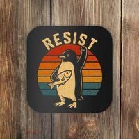 Funny Penguin Resist Penguins Protest Against Tariffs Coaster thumb 0