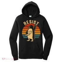 Funny Penguin Resist Penguins Protest Against Tariffs Women's Hoodie thumb 0