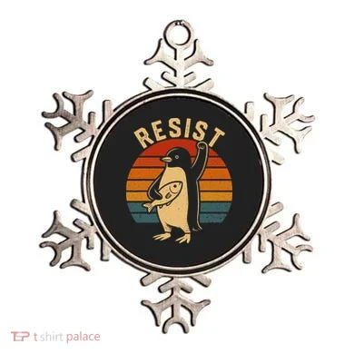 Funny Penguin Resist Penguins Protest Against Tariffs Ornament