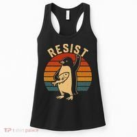 Funny Penguin Resist Penguins Protest Against Tariffs Women's Tank Top thumb 0