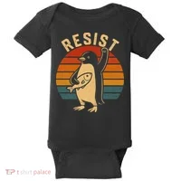 Funny Penguin Resist Penguins Protest Against Tariffs Baby Bodysuit thumb 0