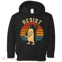 Funny Penguin Resist Penguins Protest Against Tariffs Toddler Hoodie thumb 0