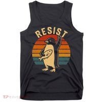Funny Penguin Resist Penguins Protest Against Tariffs Tank Top thumb 0