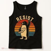 Funny Penguin Resist Penguins Protest Against Tariffs Tank Top thumb 2