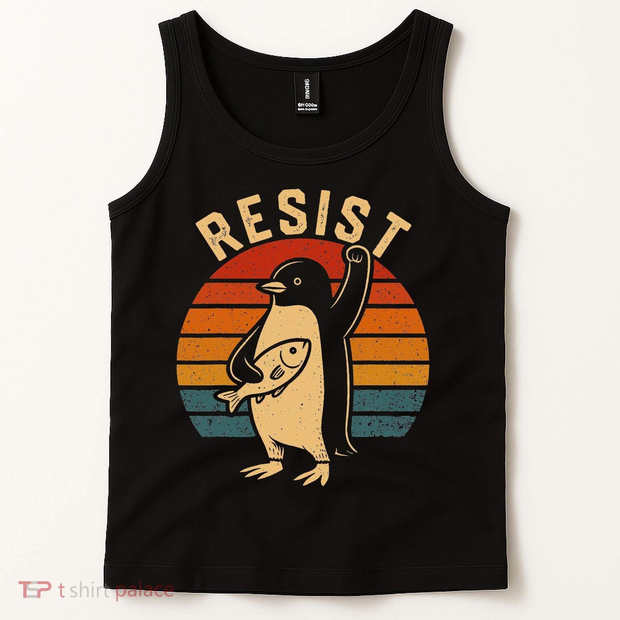 Funny Penguin Resist Penguins Protest Against Tariffs Tank Top
