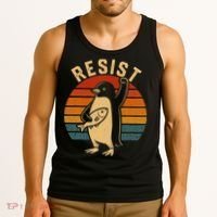 Funny Penguin Resist Penguins Protest Against Tariffs Tank Top thumb 3