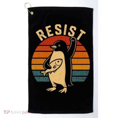 Funny Penguin Resist Penguins Protest Against Tariffs Golf Towel