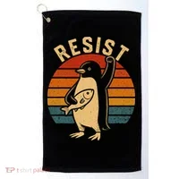 Funny Penguin Resist Penguins Protest Against Tariffs Golf Towel thumb 0