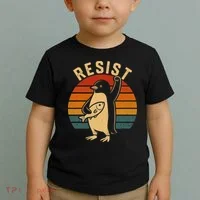Funny Penguin Resist Penguins Protest Against Tariffs Toddler T-Shirt thumb 2