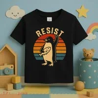 Funny Penguin Resist Penguins Protest Against Tariffs Toddler T-Shirt thumb 3