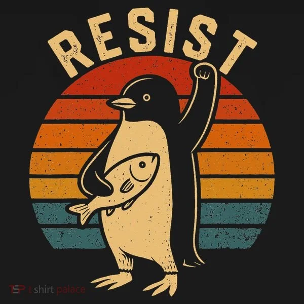 Funny Penguin Resist Penguins Protest Against Tariffs Women's T-Shirt
