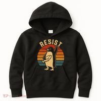 Funny Penguin Resist Penguins Protest Against Tariffs Kids Hoodie thumb 0
