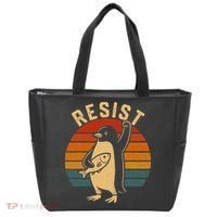 Funny Penguin Resist Penguins Protest Against Tariffs Tote Bag thumb 0