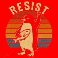 Funny Penguin Resist Penguins Protest Against Tariffs Santa Hat thumb 1