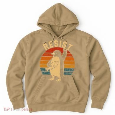 Funny Penguin Resist Penguins Protest Against Tariffs Hoodie