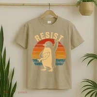 Funny Penguin Resist Penguins Protest Against Tariffs T-Shirt thumb 2