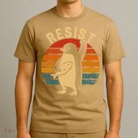 Funny Penguin Resist Penguins Protest Against Tariffs T-Shirt thumb 3