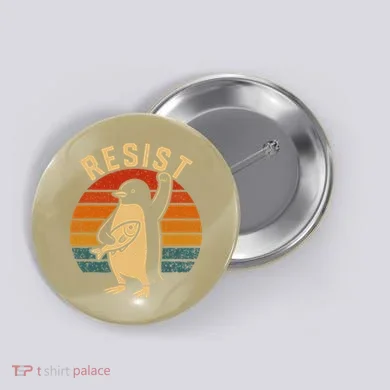 Funny Penguin Resist Penguins Protest Against Tariffs Button