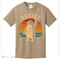 Funny Penguin Resist Penguins Protest Against Tariffs Kids T-Shirt thumb 0