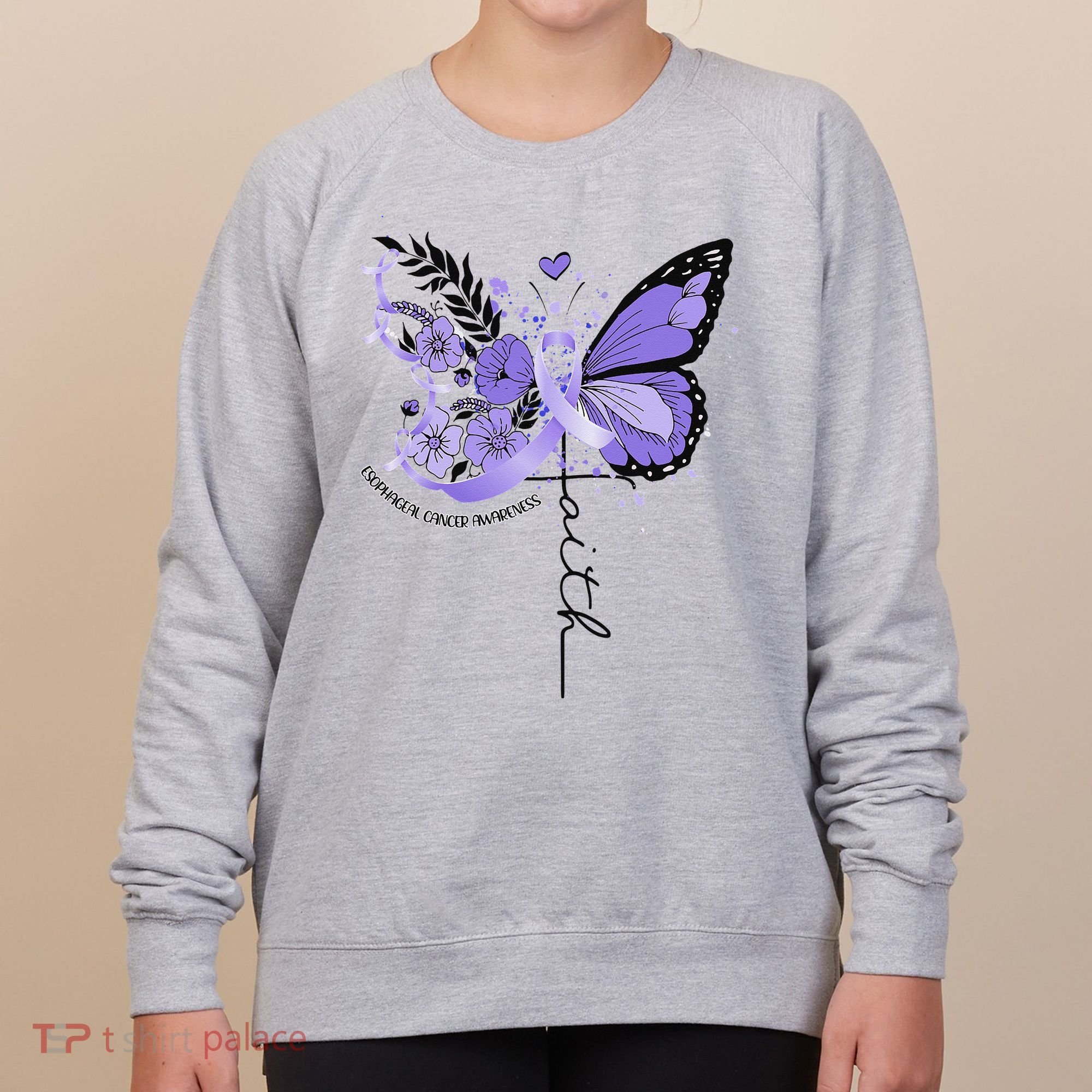Faith Periwinkle Ribbon Esophageal Cancer Awareness Women's Sweatshirt
