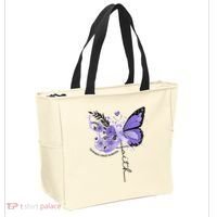 Faith Periwinkle Ribbon Esophageal Cancer Awareness Tote Bag thumb 2